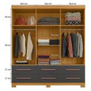 Ver imagem 4 de Guarda Roupa Casal New Kansas com Espelho com Cõmoda 4 Gavetas New e Armário Multiuso Versatile