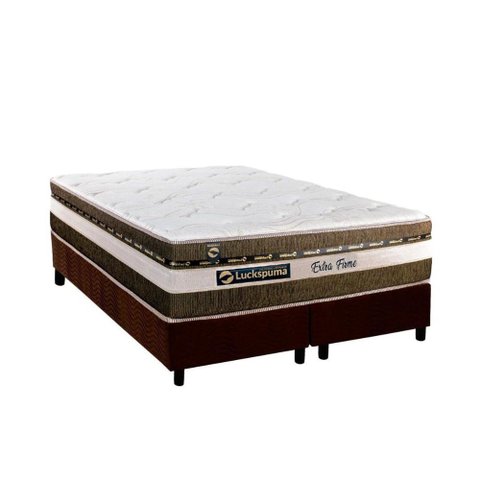 Cama Box King: Colchão Molas Ensacadas Luckspuma MasterPocket Esplendor + Base CRC Suede Brown(