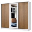 Ver imagem 2 de Guarda-Roupa Casal 100% MDF Madesa Eros 3 Portas de Correr com Espelho Branco/Rustic/Branco Cor:Bran