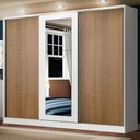 Ver imagem 1 de Guarda-Roupa Casal 100% MDF Madesa Eros 3 Portas de Correr com Espelho Branco/Rustic/Branco Cor:Bran