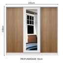 Ver imagem 3 de Guarda-Roupa Casal 100% MDF Madesa Eros 3 Portas de Correr com Espelho Branco/Rustic/Branco Cor:Bran