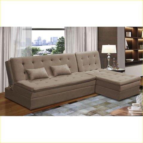 Sofá Cama King 5 Lugares 2,70m Agnes Suede Rover & Beato