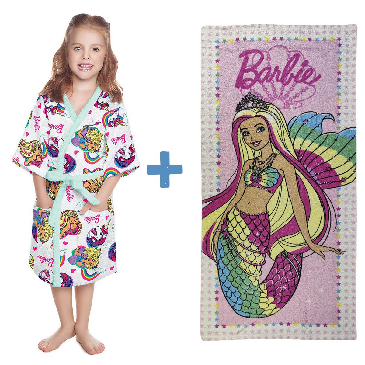 Conjunto Infantil Estampado Manga Curta Barbie Tam 4 a 10