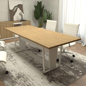 Mesa de Reunião Escritório Pés Metal 200cm F5 Office