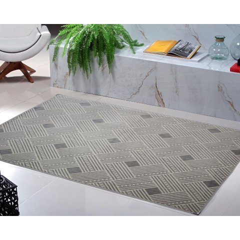 Tapete para Sala ou Quarto 1,50m x 2,00m Pelo Baixo Andino Lâncer - A-121 Cinza