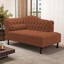 Ver imagem 1 de Divã Recamier Lavínia Clássico 120cm Capitonê com Pés de Madeira Bouclê Terracota - Desk Design
