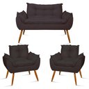 Ver imagem 1 de Kit Namoradeira Opala + 2 Poltronas para Sala Balaqui Decor Cor:cinza