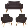 Kit Namoradeira Opala + 2 Poltronas para Sala Balaqui Decor Cor:cinza - 1