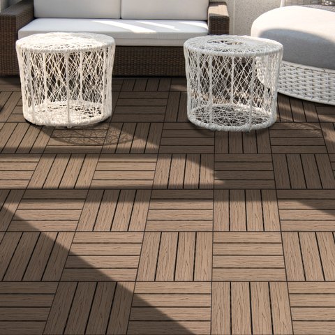 Deck Modular WPC EspaçoFloor Madeira Plástica Carvalho Natural 30x30cm