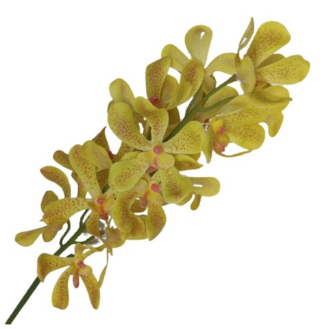Haste de Flor Artificial Orquídea Vanda Amarela 85 Cm