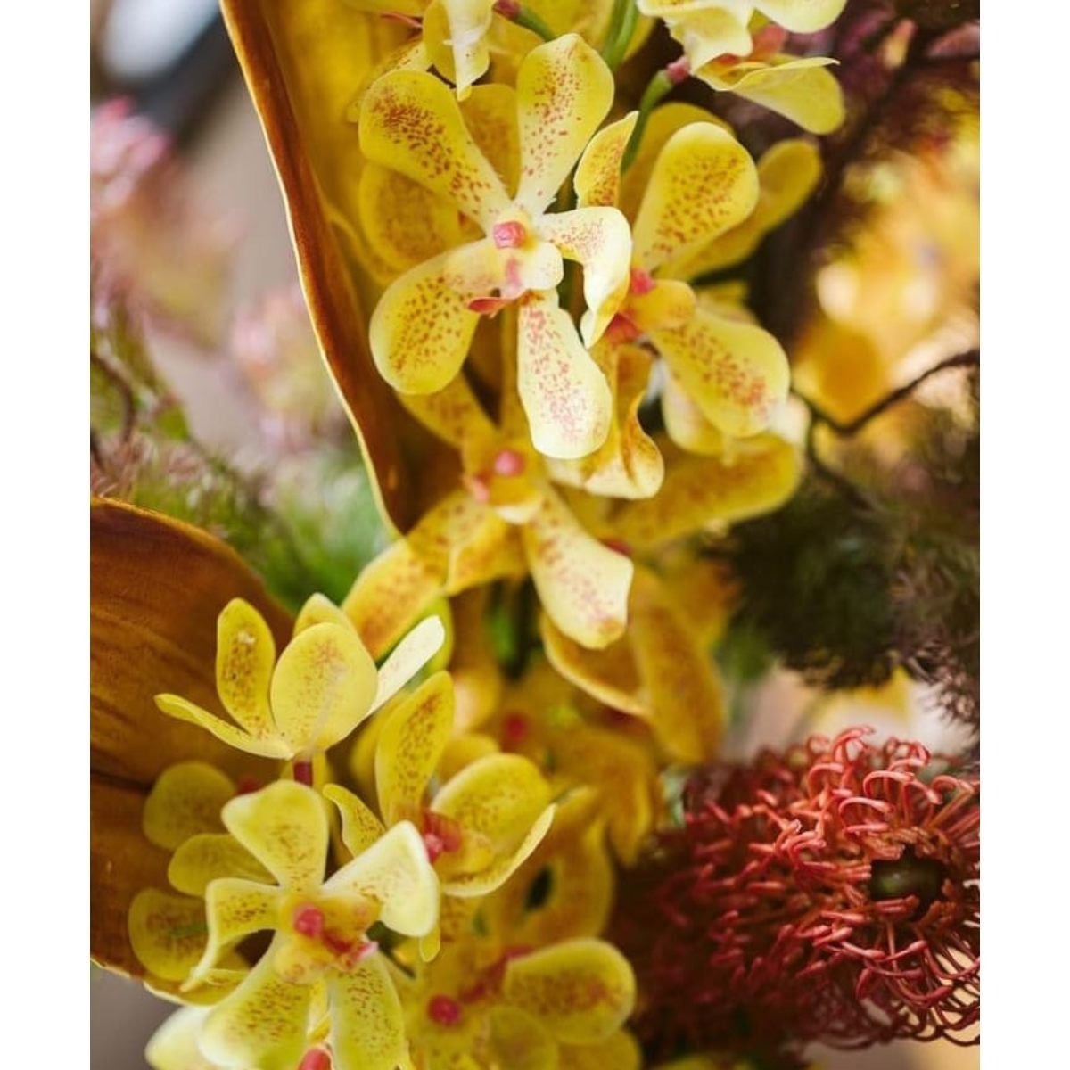 Haste De Flor Artificial Orquídea Vanda Amarela 85 Cm - 3