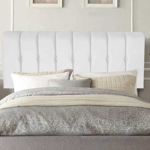 Painel Estofada Kiara 195cm King Size Box Quarto Suede Branco - Ahazzo Móveis