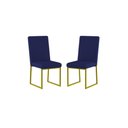 Ver imagem 1 de Kit 2 Cadeiras para Mesa de Jantar Base Industrial Dourado Balaqui Azul Marinho