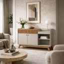 Ver imagem 4 de Aparador Buffet Bar 0,87 x 1,33 com 2 Portas 1 Gaveta Lucca Nature/Off White - Edecasamoveis