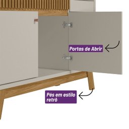 Aparador Buffet Bar 0,87 X 1,33 com 2 Portas 1 Gaveta Lucca Nature/off White - Edecasamoveis - 6