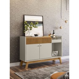 Aparador Buffet Bar 0,87 X 1,33 com 2 Portas 1 Gaveta Lucca Nature/off White - Edecasamoveis - 3