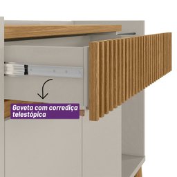 Aparador Buffet Bar 0,87 X 1,33 com 2 Portas 1 Gaveta Lucca Nature/off White - Edecasamoveis - 9