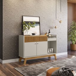 Aparador Buffet Bar 0,87 X 1,33 com 2 Portas 1 Gaveta Lucca Nature/off White - Edecasamoveis - 2