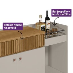 Aparador Buffet Bar 0,87 X 1,33 com 2 Portas 1 Gaveta Lucca Nature/off White - Edecasamoveis - 7