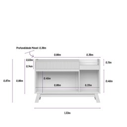 Aparador Buffet Bar 0,87 X 1,33 com 2 Portas 1 Gaveta Lucca Nature/off White - Edecasamoveis - 11