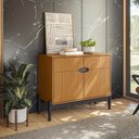 Ver imagem 1 de Cantinho do Café Aparador Buffet Intense 2 Portas C/ Pés em Madeira Freijó/preto