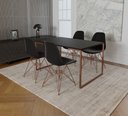 Ver imagem 1 de Mesa Industrial Base Ferro Cobre Tampo 137x90 Preto 4 Cadeiras Eames Ferro Cobre Assento Preto