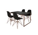 Ver imagem 2 de Mesa Industrial Base Ferro Cobre Tampo 137x90 Preto 4 Cadeiras Eames Ferro Cobre Assento Preto
