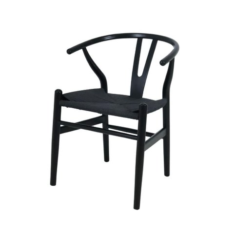 Cadeira Wish Bone Preta com Assento Preto