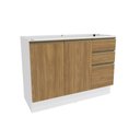 Ver imagem 1 de Balcão de Pia Celeste Kappesberg 100% Mdf 2 Portas 3 Gavetas Branco/nogueira 120cm