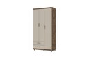 Ver imagem 1 de Guarda Roupa 3 Portas 2 Gavetas Cabideiro Prateleira Titan Canela Off White