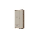 Ver imagem 1 de Guarda Roupa 3 Portas 2 Gavetas Cabideiro Prateleira Titan Canela Off White