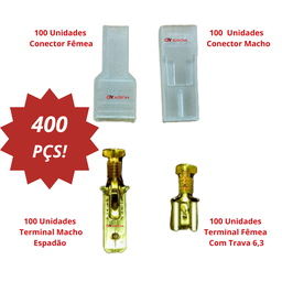 Kit Terminal Macho 6,3mm E Terminal De Encaixe Femea E Capas - 5