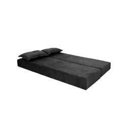 Sofá Cama 3em1 em Tecido Suede com Almofadas - Sofá que Vira Cama Multifuncional :preto - 2