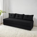 Ver imagem 1 de Sofá Cama 3em1 em Tecido Suede com Almofadas - Sofá que Vira Cama Multifuncional :preto