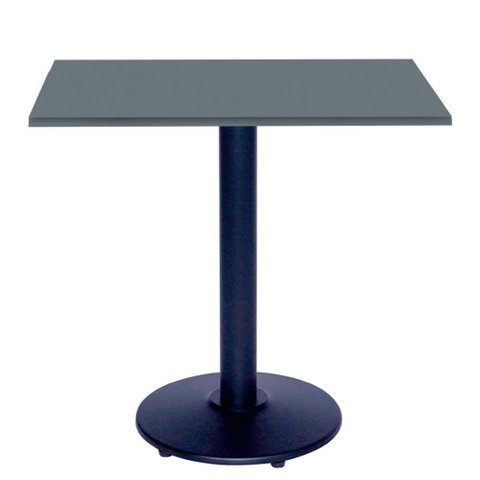Mesa Zeta Ferro Preto 75 Cm (alt) Disco Redondo Tampo Mdp Quadrado 80 Cm (larg) X 2,5 Cm Alt Grafito