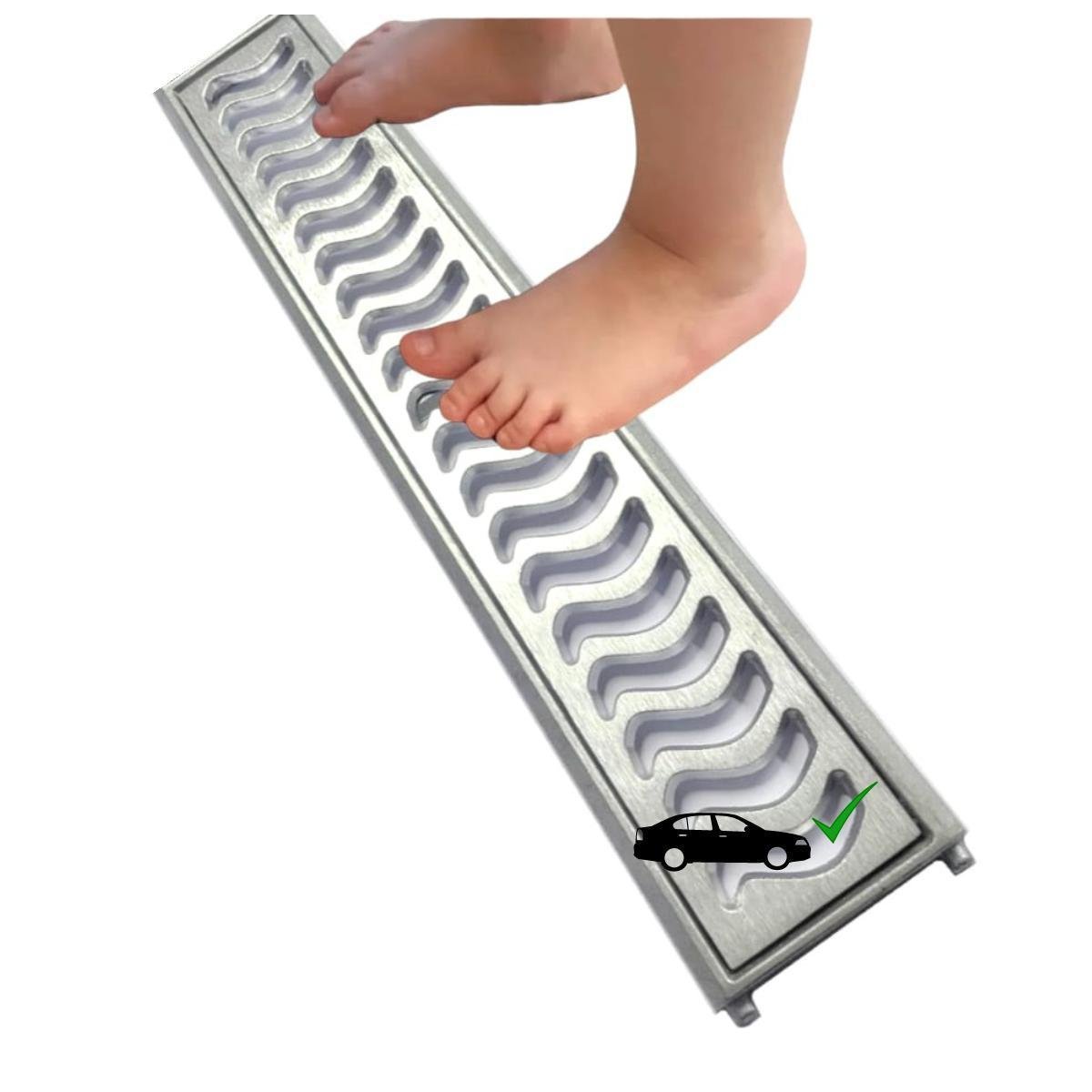 Ralo Grelha Linear 10x50cm Alumínio Reforçado com Caixilho - 4