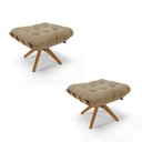 Ver imagem 1 de Kit 2 Puffs Giratório Suede Base Madeira D’Rossi Marrom Rato