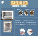 Ver imagem 7 de Espelho 70x90 Led Frio Neutro e Quente Banheiro Retangular 90x70cm Tecla Touch