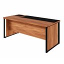 Ver imagem 4 de Mesa Diretor com Caixa de Tomadas e Porta Objetos para Escritório 180cm Corporate Nogal e Preto Marrom
