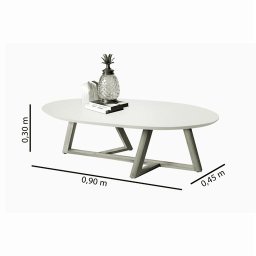Mesa de Centro Classic Oval Branca Tebarrot - 3