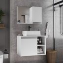 Ver imagem 1 de Conjunto Gabinete Banheiro Virtus 60cm - Gabinete + Cuba + Espelheira Branco Inteiro