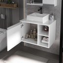 Ver imagem 4 de Conjunto Gabinete Banheiro Virtus 60cm - Gabinete + Cuba + Espelheira Branco Inteiro