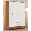 Ver imagem 2 de Guarda Roupa Infantil Flip 4 Portas e 2 Gavetas Branco Fosco/savana - Reller Móveis
