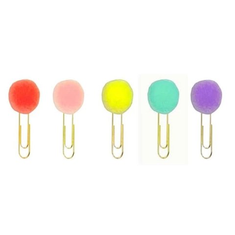 Clips Pompom para Papel 5 Unidades Dourado - Tilibra