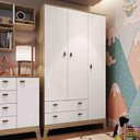 Ver imagem 2 de Guarda Roupas Infantil 3 Portas e 2 Gavetas Itapuã com Branco Completa Móveis
