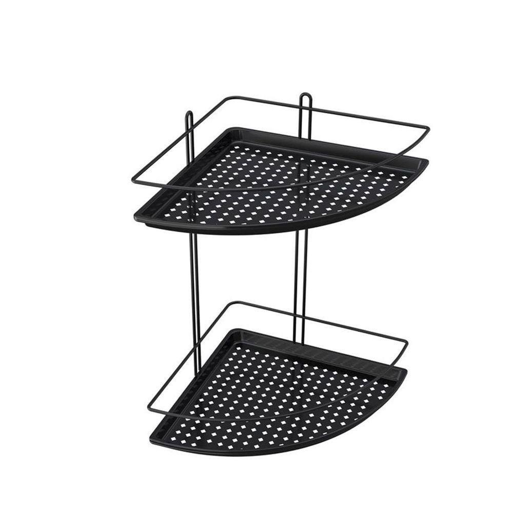 Porta Shampoo de Canto Duplo com Fundo Plástico - Stolf Preto