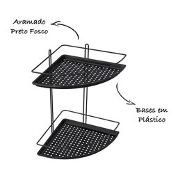 Porta Shampoo de Canto Duplo com Fundo Plástico - Stolf Preto - 3