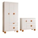 Ver imagem 2 de Cômoda Sapateira e Guarda Roupa Apolo 4 Gavetas MDF Branco Fosco Reller Móveis