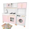 Kit Cozinha Infantil e Máquina de Lavar Infantil - Rosa Bebê - 1