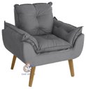 Ver imagem 1 de Poltrona/cadeira Decorativa e Puff Glamour com Pés Quadrado Cinza